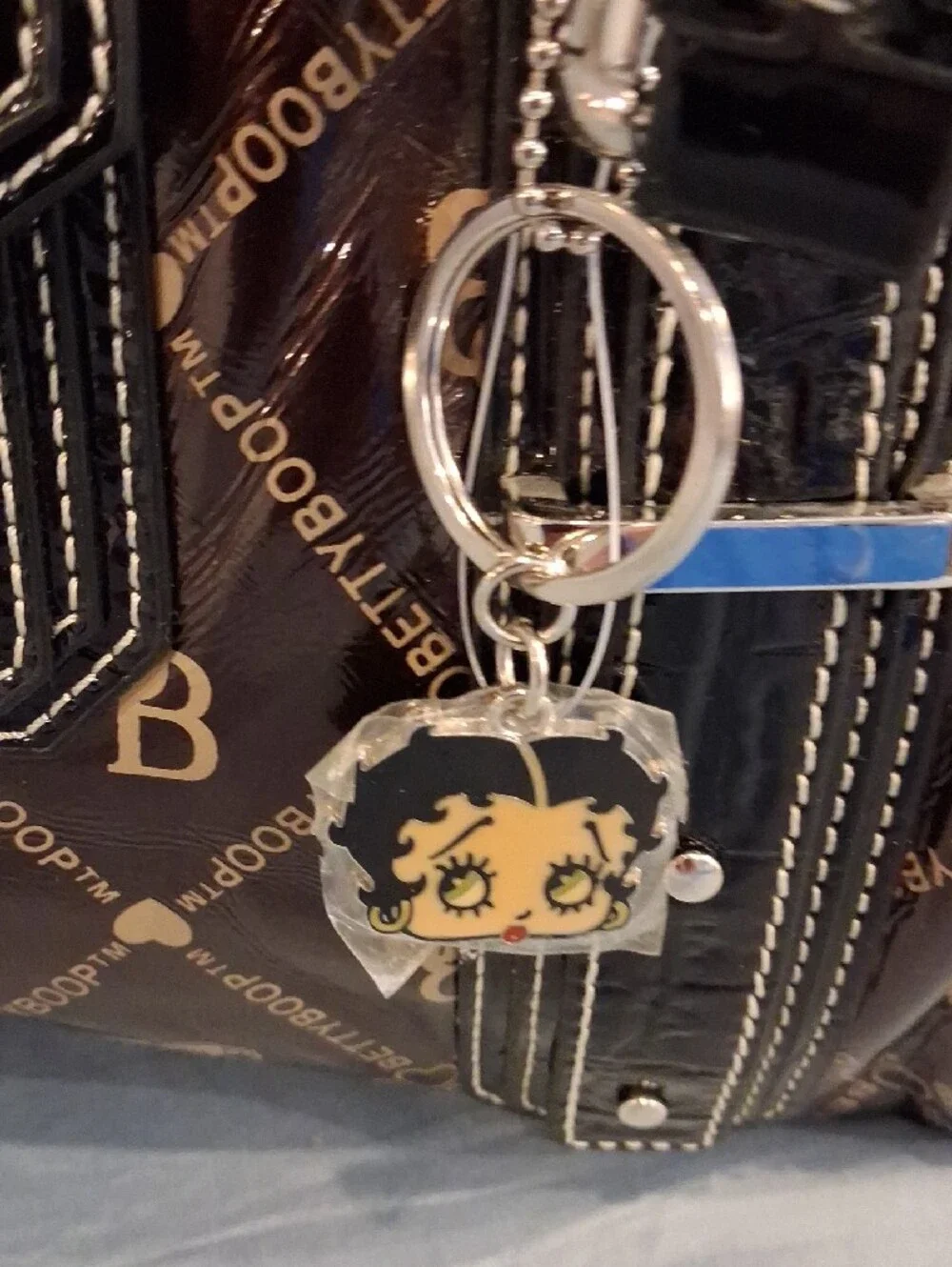 Vintage 2007 Betty Boop Brown Logo Bag Purse with Cream Trim Black Brown
